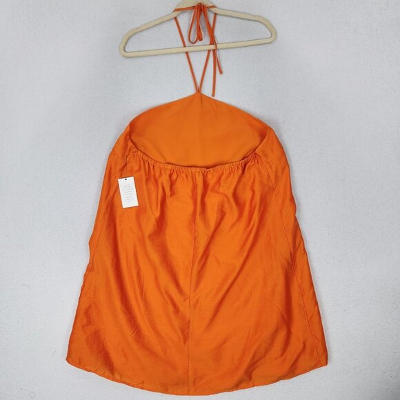 Eloquii Dress Womens 16 Orange Halter Mini Lined Tencel Blend Summer Party NEW - Picture 7 of 11